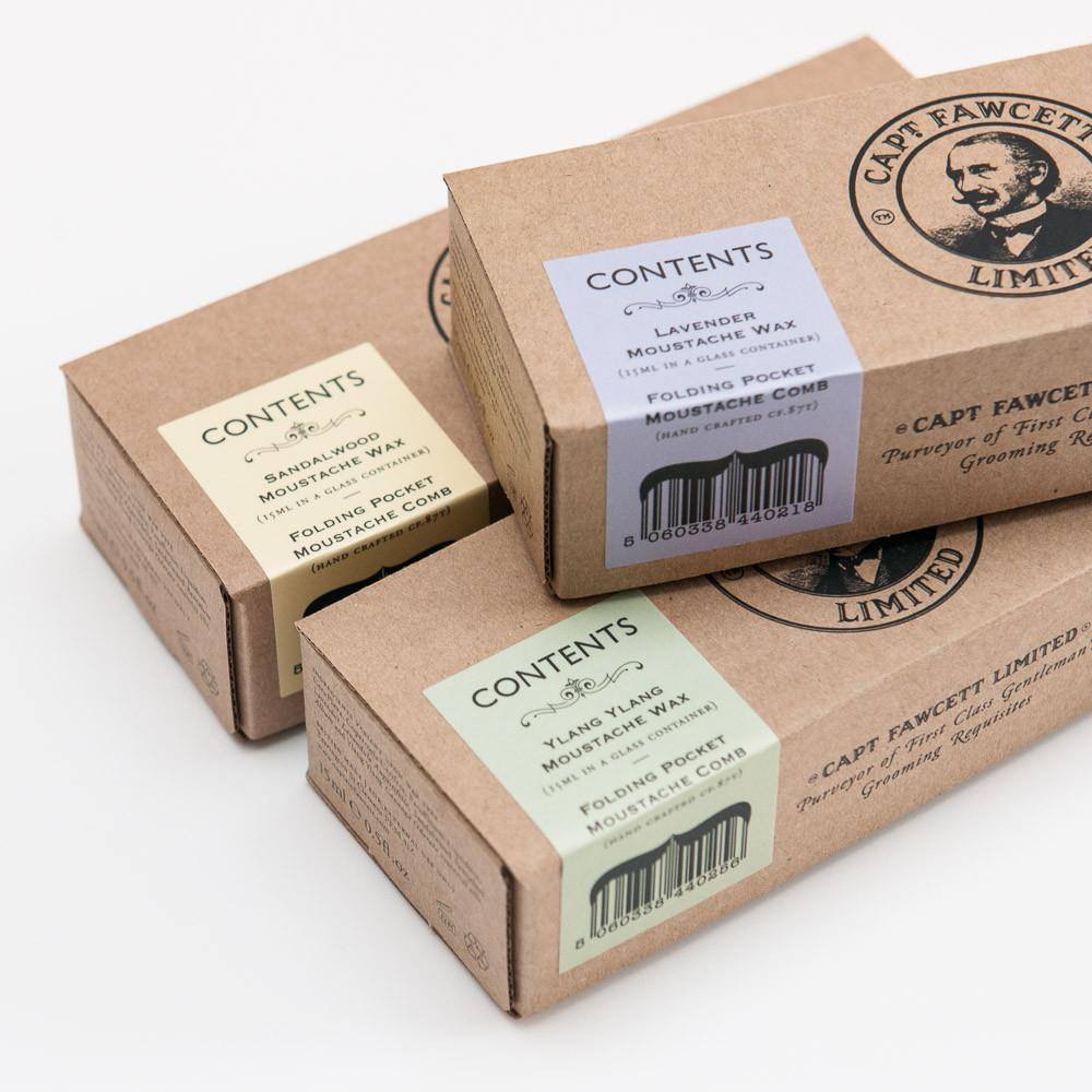 Captain Fawcett Moustache Wax & Folding Pocket Moustache Comb